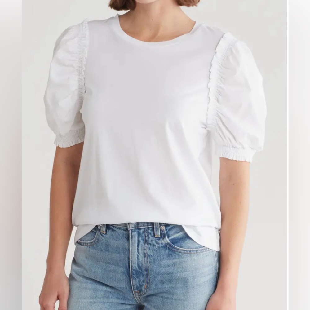 DKNY Sport woven puff sleeve T-shirt